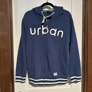 Keith Urban blue hoodie, zip, front Size Medium